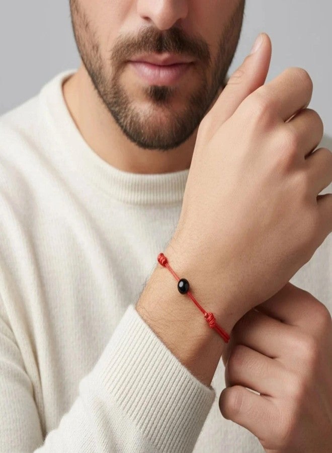 Luck Strings Black Tourmaline Red String Bracelet - Handmade Kabbalah Evil Eye Protection Amulet with Adjustable Cord | Unisex Spiritual Jewelry Gift for Men & Women - Image 2